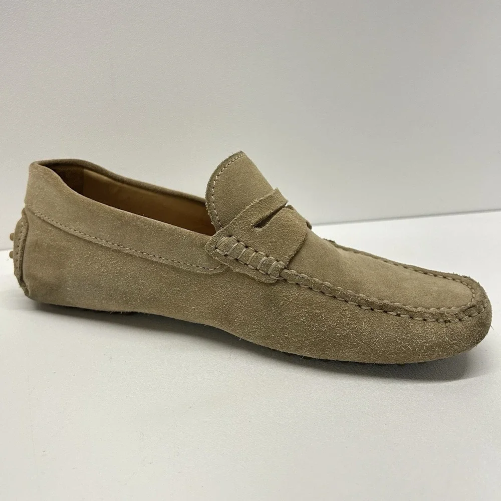 Jack Erwin Parker Penny Driving Loafers Men's Size 8 Classic Shoes Beige Suede
